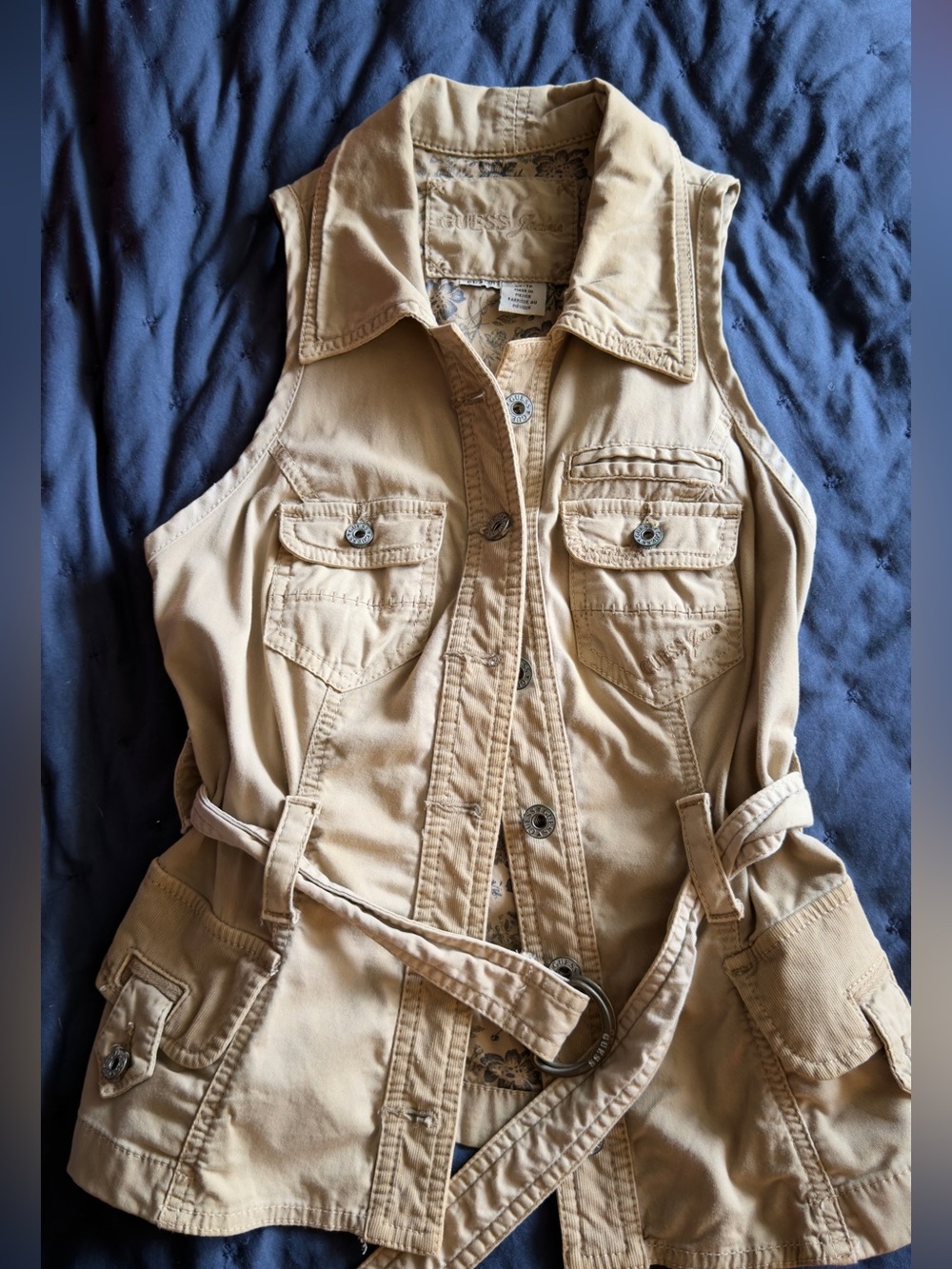 Guess Khaki Utility style  Embroidered Vest